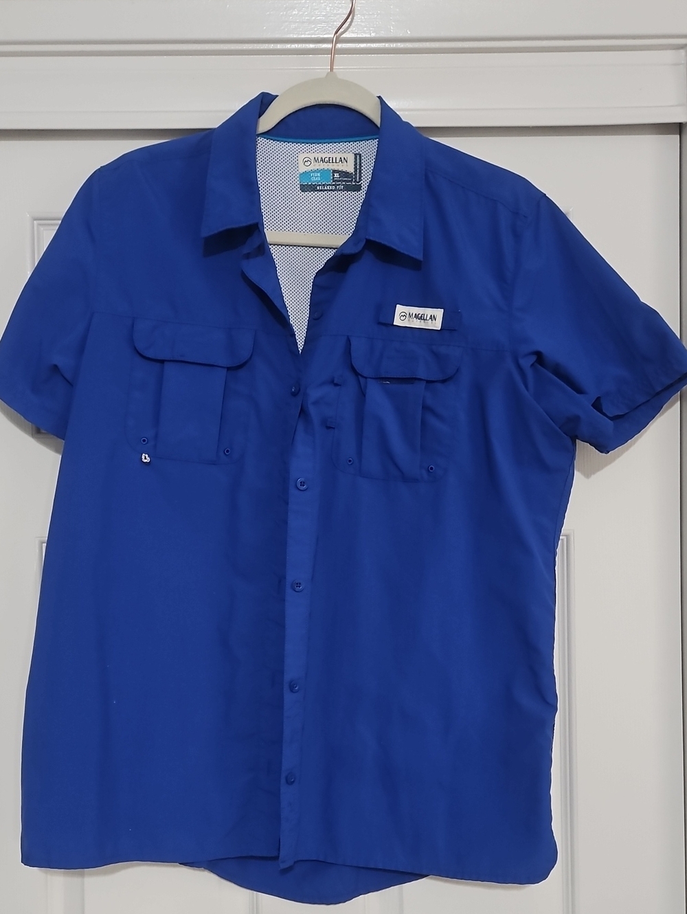 Magellan Outdoors Men's Short Sleeve Fishing Shirt - Royal Blue
